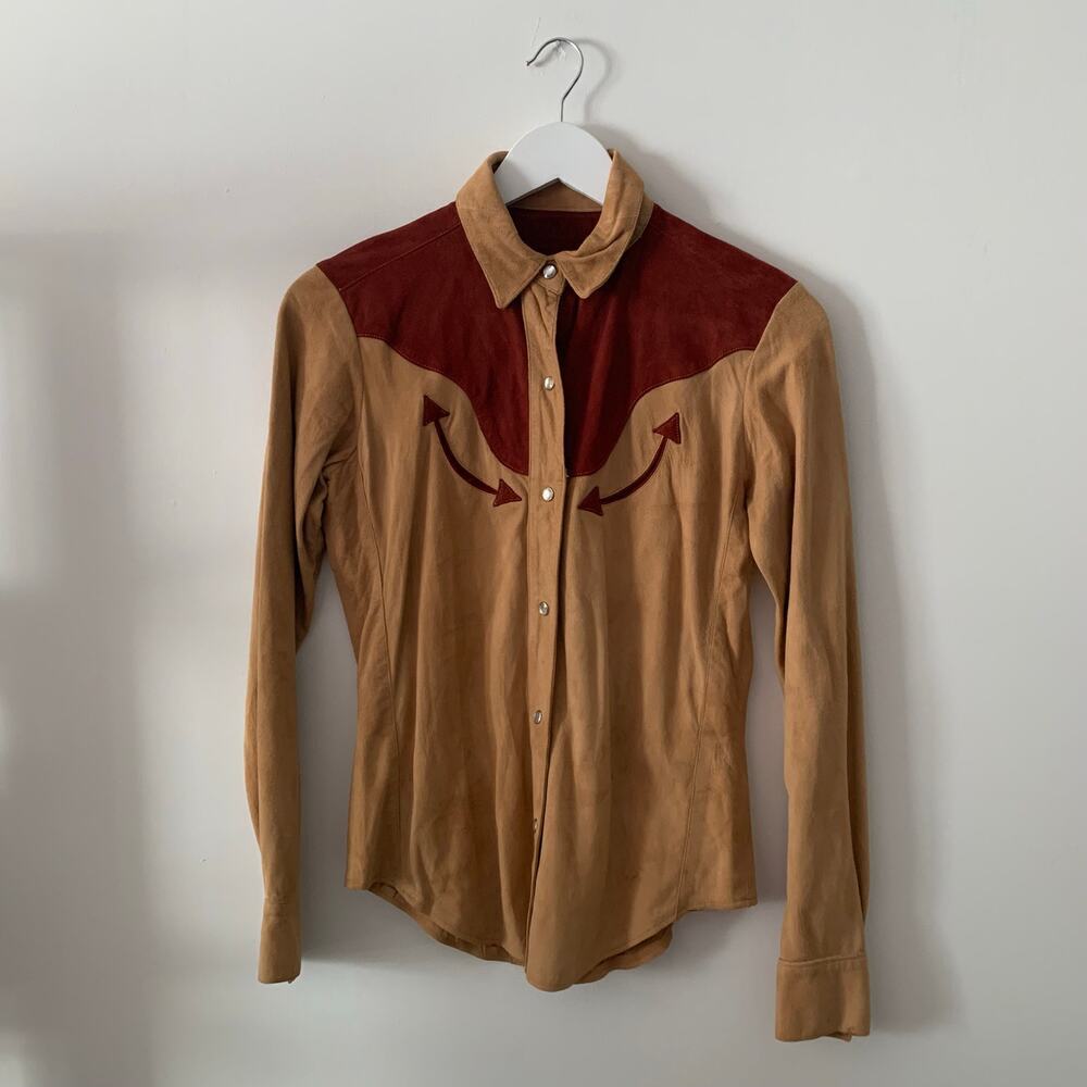 70s/80s Vintage Suede Western Shirt - S - Picture 2 of 4